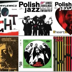 Kolekcja okładek płyt z gatunku polski jazz: Andrzej Kurylewicz, Janusz Zabiegliński, Włodzimierz Nahorny, Zbigniew Namysłowski, Jazz Carriers, Adam Makowicz.