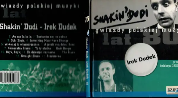 Okładka płyty "Shakin' Dudi - Irek Dudek" z utworami artysty. Kolekcja "Gwiazdy polskiej muzyki lat 80.".