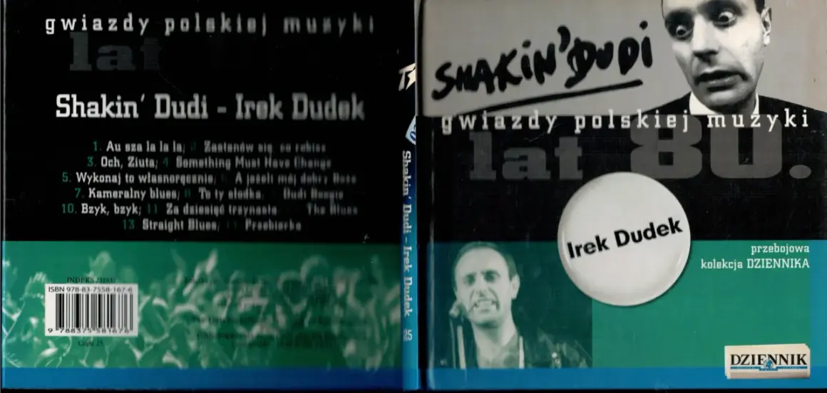 Okładka płyty "Shakin' Dudi - Irek Dudek" z utworami artysty. Kolekcja "Gwiazdy polskiej muzyki lat 80.".