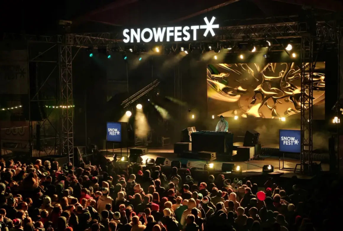 DJ na scenie festiwalu Snowfest, tłum widzów, wielkie ekrany z wizualizacjami. To jak koncerty online, ale na żywo!