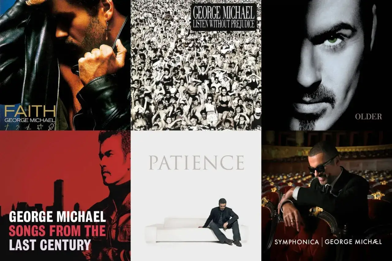 Kolaż okładek albumów George'a Michaela: 
